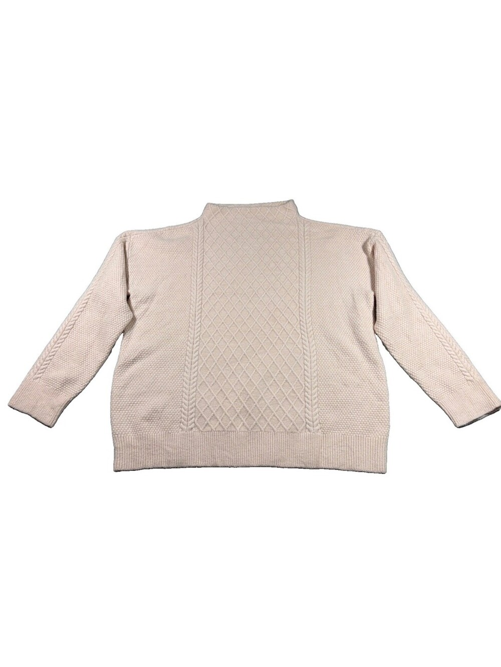 Ann Taylor Blush Pink Cable Diamond Knit Mock Neck Sweater Medium 0183